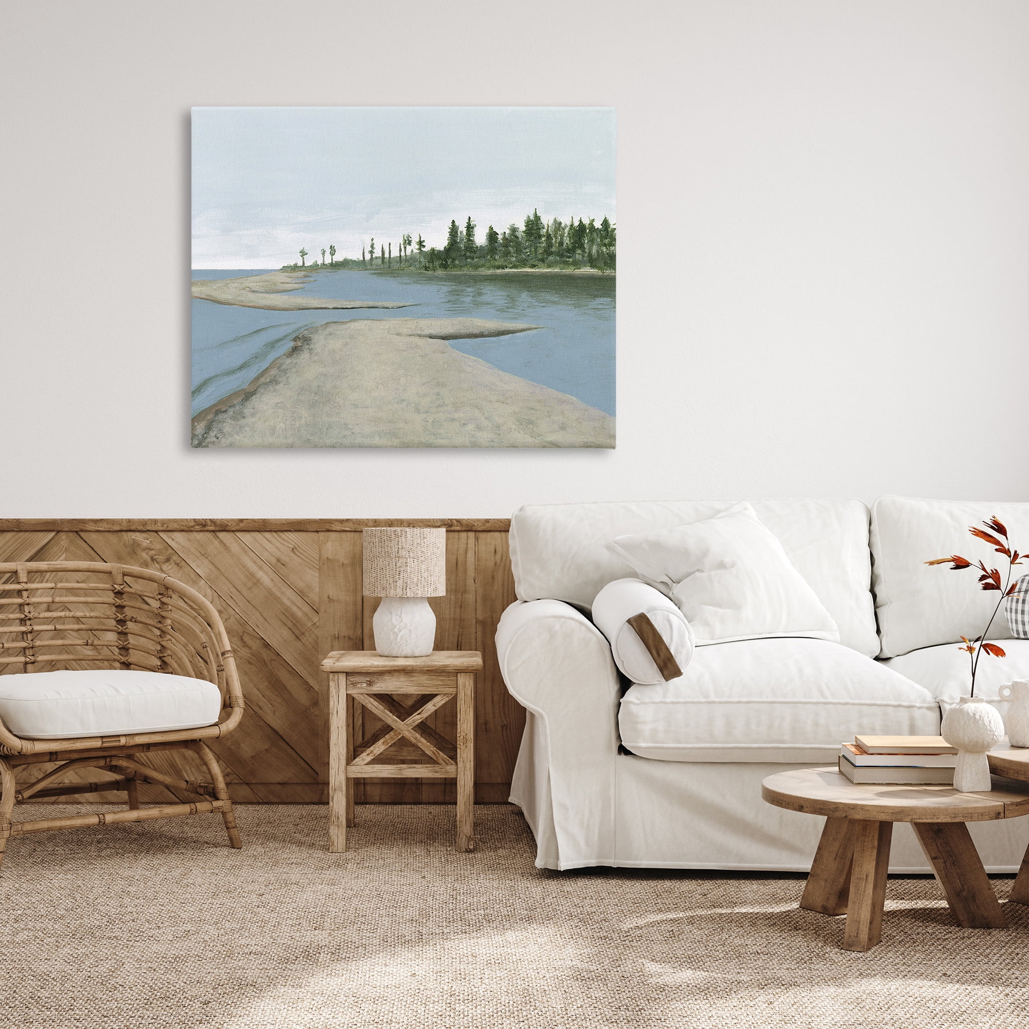 Stupell Industries Lake Waterfront Scenery Landscape Painting Gallery Wrapped Canvas Art Print Wall Art, 48 x 36