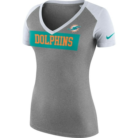 Miami Dolphins Nike Women's Tailgate Football V-Neck T-Shirt - Heathered