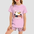thumbnail image 2 of Staki 4th of July Outfits Girls Clothes Short Sleeve Tops + Shorts Kids Summer T-shirt Outfit 2-9Y 10-12Y(Light Pink,6-7 Years), 2 of 7