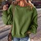 thumbnail image 4 of Suéter de Cuello Redondo para Mujer, Holgado, de Lana de Cordero, Informal, Versátil, de Larga, para Otoño e Invierno. Verde M, 4 of 8