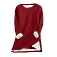 thumbnail image 2 of Meichang Women's Sweatshirts Sherpa Lined Fleece Sweatshirt Winter Long Sleeve Crewneck Warm Pullover Tunic Tops Loungewear, 2 of 9