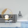thumbnail image 2 of Estatua de bola de cristal, estatua de mono, escultura de Buda, figura meditativa hecha de hierro y arenisca, adecuada para sala de estar, oficina, es, 2 of 8