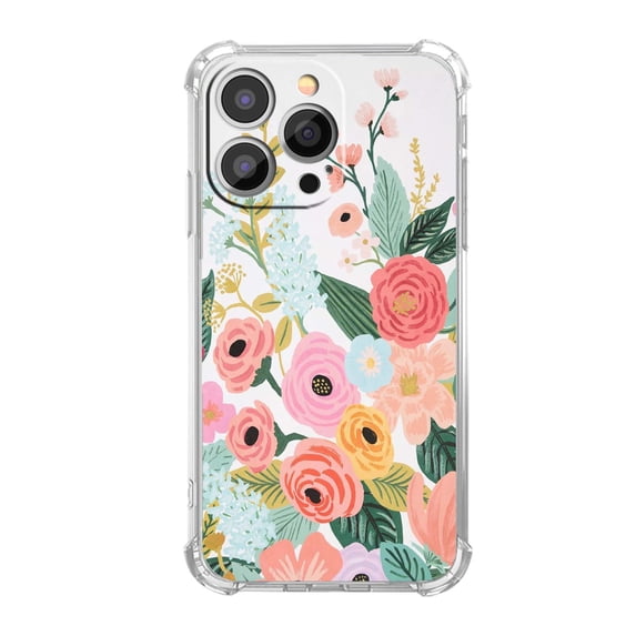 Beautiful Red Flowers Case for iPhone 13 Pro Max,Aesthetic Colourful Floral Pattern Soft TPU Full Cover Case