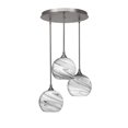 thumbnail image 1 of Empire 3 Light Cluster Pendalier In Brushed Nickel Finish With 9.5" Onyx Swirl Glass, 1 of 1