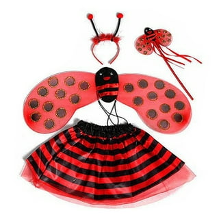 Funcredible Ladybug Costume Accessories - Ladybug Wings and Ladybug  Headband with Glasses - Red Ladybugs Costume Set - Halloween Cosplay Party  Favors