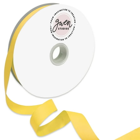 UPC: 0810056347208 | Yellow Grosgrain Ribbon for Crafts and Bows  7/8  x 100 Yards by Gwen Studios