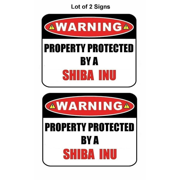 2-Count Warning Property Protected by a Shiba Inu 9 inch x 11.5 inch Laminated Dog Sign