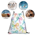 thumbnail image 6 of Leisure Draw String Mouth Backpack 16 X 14 Woven Band Durable Not Easy To Fall Off In Travel Portable Draw String Design Watercolor Rainbow Ribbon Bow Pattern, 6 of 8