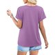thumbnail image 5 of Sudaderas con capucha para mujer,Túnica de cuello en V para mujer, blusa informal de manga corta, parte superior lisa de poliéster, ajuste holgado y cómodo para uso diario, sopatenor, 5 of 9