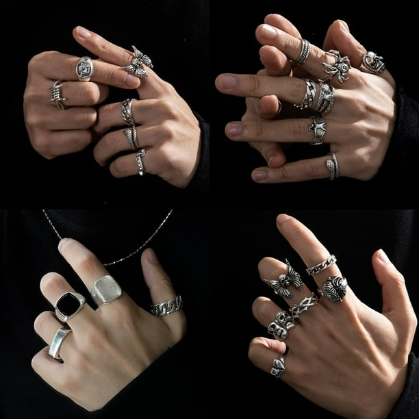 Estilo De Metal Pesado Punk Exagerado Esqueleto De Poker Payaso Arana Anillo Conjunto Para Los Hombres Goticos Anillos De Moda Joyeria Regalos De La Fiesta Bodega Aurrera en linea