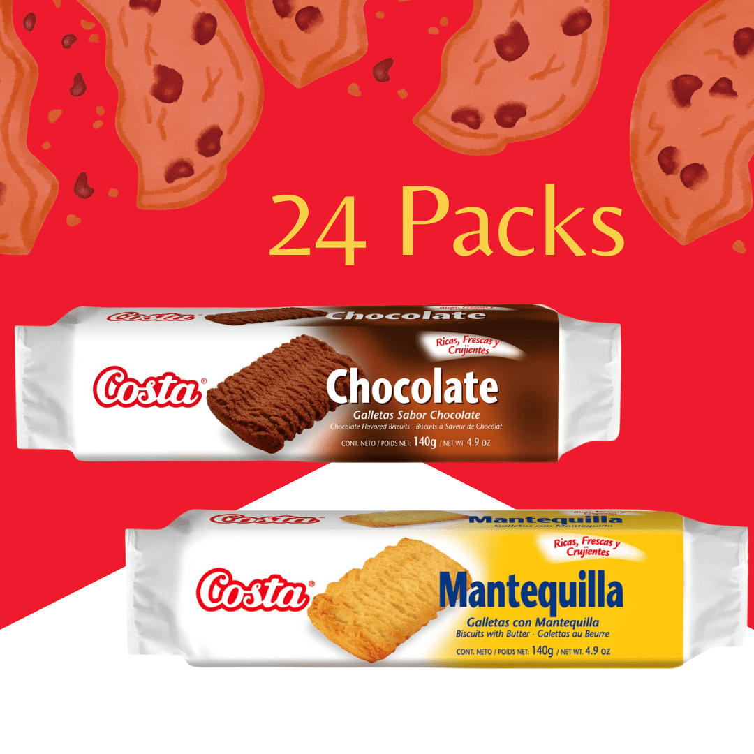 Costa Chocolate Cookies - Biscuit Cookies with Rich Chocolate Flavor - 24 Snack Packs (4.9oz Each)