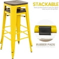 thumbnail image 6 of YYEAN 30 Inch Metal Bar Stools with Square Solid Elm Wood Seat Top, Backless Stackable Industrial Barstools Set of 2-Yellow, 6 of 11