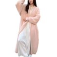 thumbnail image 2 of Women'S Loose V-Neck Long-Sleeved Knitted Cardigan Fall Winter over-Knee Length Lazy Style Coat Pink One size, 2 of 7