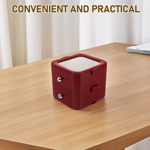 GAXIRE Dark Red Plastic Storage Box for Press-On Nails, Jewelry, and Small Accessories Organizer