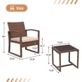 thumbnail image 4 of Orange-Casual 3-Piece Patio Bistro Set, Wicker Conversation Set, Patio Rattan Chair Set, Patio Furniture Set with Coffee Table, Garden Balcony Backyard Poolside (Brown), 4 of 5