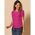 thumbnail image 3 of DARING DIVA Women's Peter Pan Collar Polka Dots Short Sleeve Tops M Hot Pink, 3 of 6