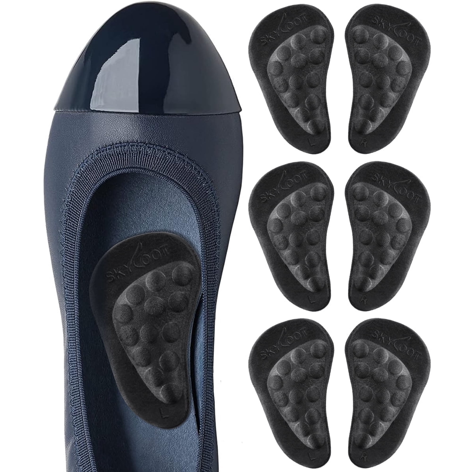 Foxqixa 3 Pairs Arch Support Inserts for Flat Feet & Plantar Fasciitis - Gel Arch Insoles for Foot Pain Relief, Reusable Self-Adhesive Support for Shoes