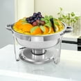 thumbnail image 6 of PRIJESSE 4 Pack Chafing Dish Round 5QT×2+Rectangular 1/3 pan×2 Chafers Stainless Steel Catering Buffet Warmer Set for Parties,Events,Wedding,Dinner, 6 of 7