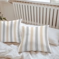 thumbnail image 6 of Beige Grey Stripe Throw Pillow Covers 16x16 Inch Set of 2, Modern Farmhouse Vertical Striped Waterproof Outdoor Pillow Covers, Decorative Cushion Pillowcases for Couch, Sofa, Bed, Garden, Patio, 6 of 9