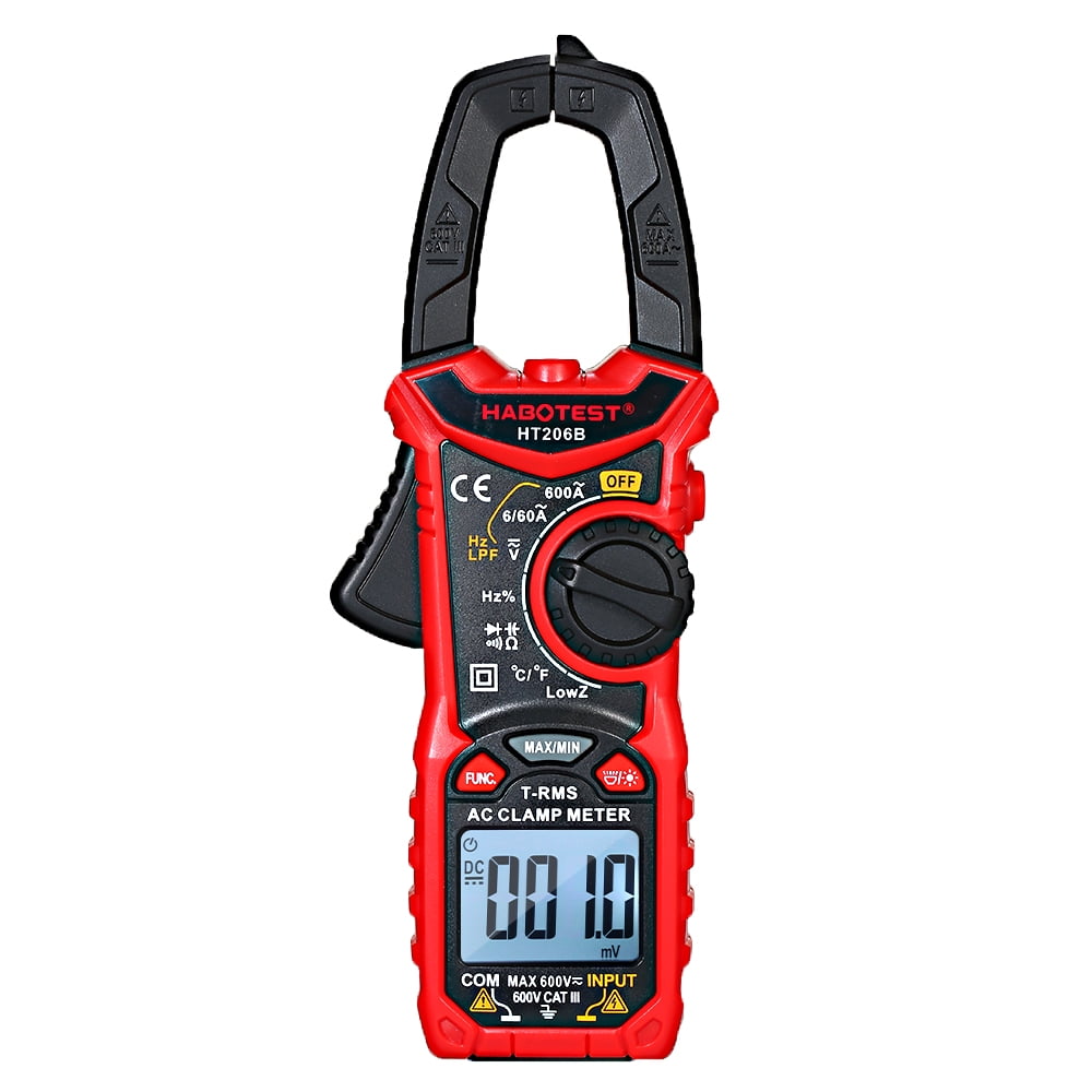 Continuity Digital Clamp Meter High Precision Power 6000 Counts Portable AC DC Clamp Multimeter for Indoor Outdoor for Office 