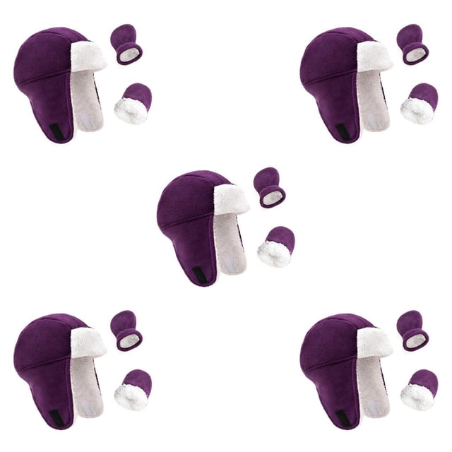 Sonducket Sombrero para niños pequeños No se ensucia fácilmente Manoplas de doble capa Diseño aerodinámico Ajuste perfecto Guantes de Púrpura 5Conjunto