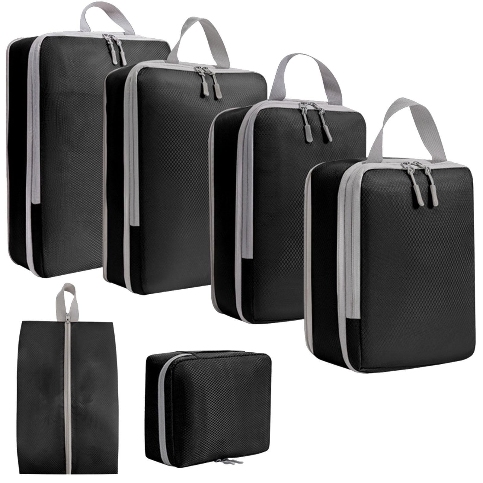 Nishiyuenyi 6 Pack Compression Cubes, Clothes Storage Bags, Breathable Toiletry Bag, Luggage black