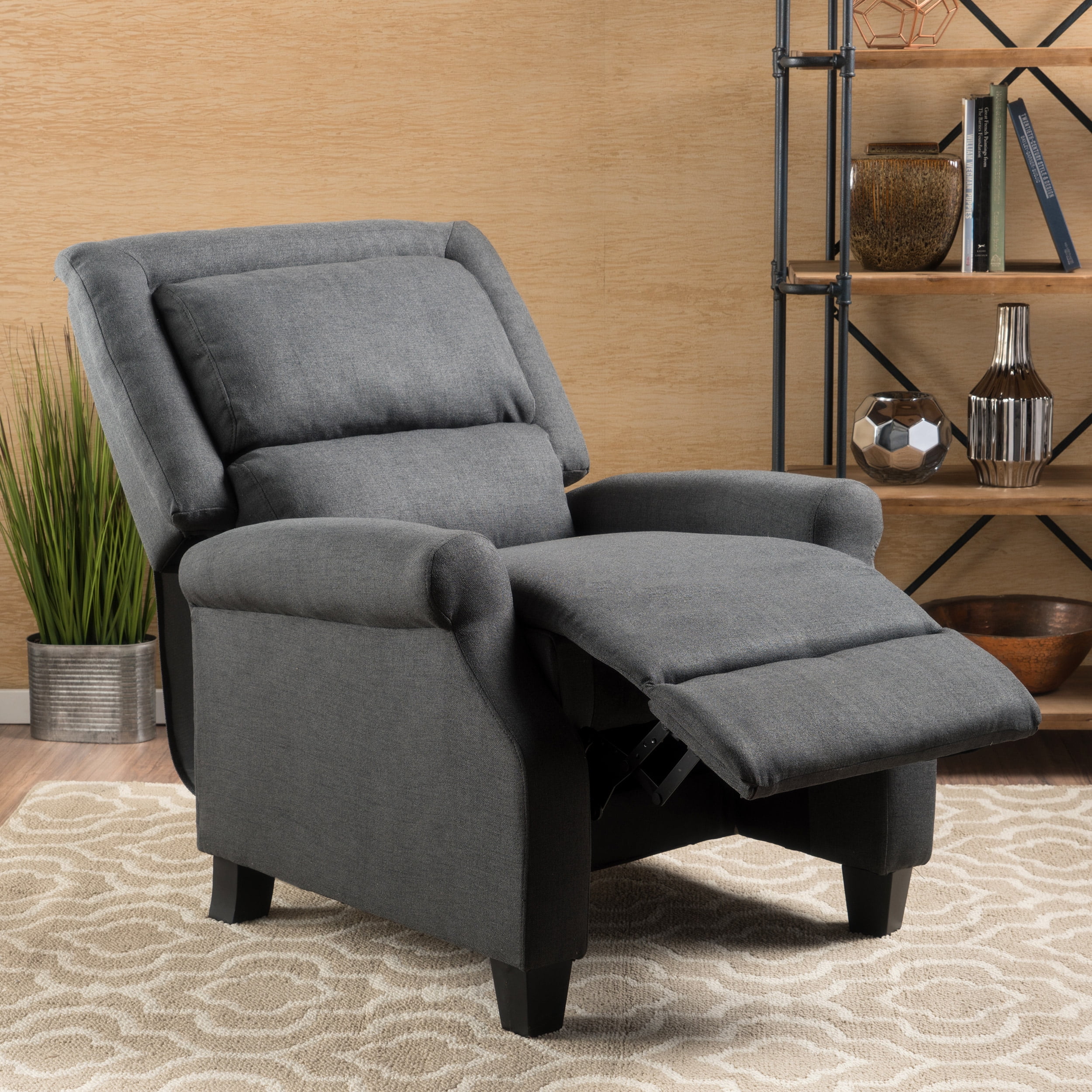Noble House Ringo Dark Grey Fabric Recliner
