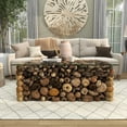 thumbnail image 3 of DecMode 46" x 17" Brown Wood Handmade Stacked Collage Coffee Table with Clear Glass Top, 1-Piece, 3 of 12
