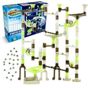 Marble Genius Marble Run Starter Set STEM Toy for Kids Ages 4 - 12 - 130 Complete Pieces (80 Translucent Marbulous Pieces and 50 Glass Marbles), Construction Building Block Toys, Theme (Space)