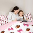 thumbnail image 5 of Manfei Classic Fashion Bowknot 7 Pieces Full Size Bedding Sets,American Rugby Print Full Size Bed in a Bag,Pink Reversible, 5 of 7