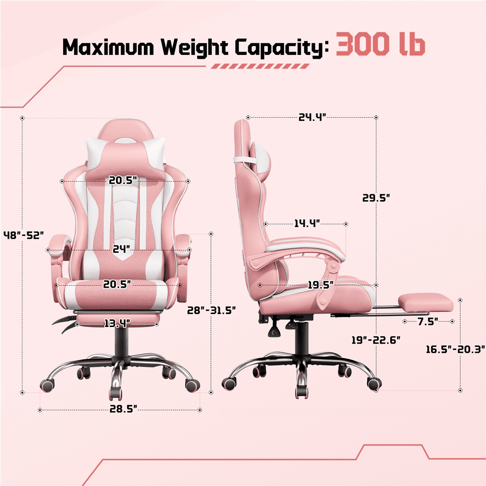 Alden Design Ergonomic Gaming Chair with Slide Out Footrest