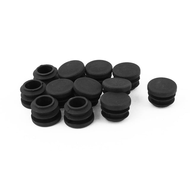 12 Piezas Tapas Redondas Negras de Plástico para Tubos Insertos de 19 mm de Diámetro