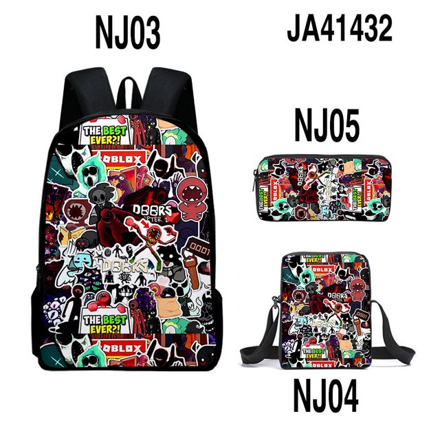 Roblox-Bolso escolar con cremallera para mujer, mochila de hombro, estuche para lápices, conjunto de tres piezas