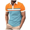 thumbnail image 6 of MQLKF Mens Printed Checked Striped Shirt Sport Shirt Short Sleeve Top Stylish Comfortable Breathable Handsome Men's Polo Shirt, 6 of 8