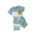 thumbnail image 2 of Elippeo Kids Boys Shorts Set 6 12 18 24 Months 2 3 4 Years Contrast Color Short Sleeve T-shirt with Elastic Waist Shorts Toddler Set Summer Outfit, 2 of 10