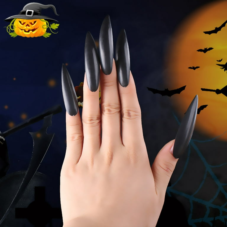 D-groee 10pcs Halloween Costume False Nails Claw Gloves Long Fake Nail Tips Full Cover Nail Art Arrow Claw Halloween Prop Decor Party Witch Claw Paw