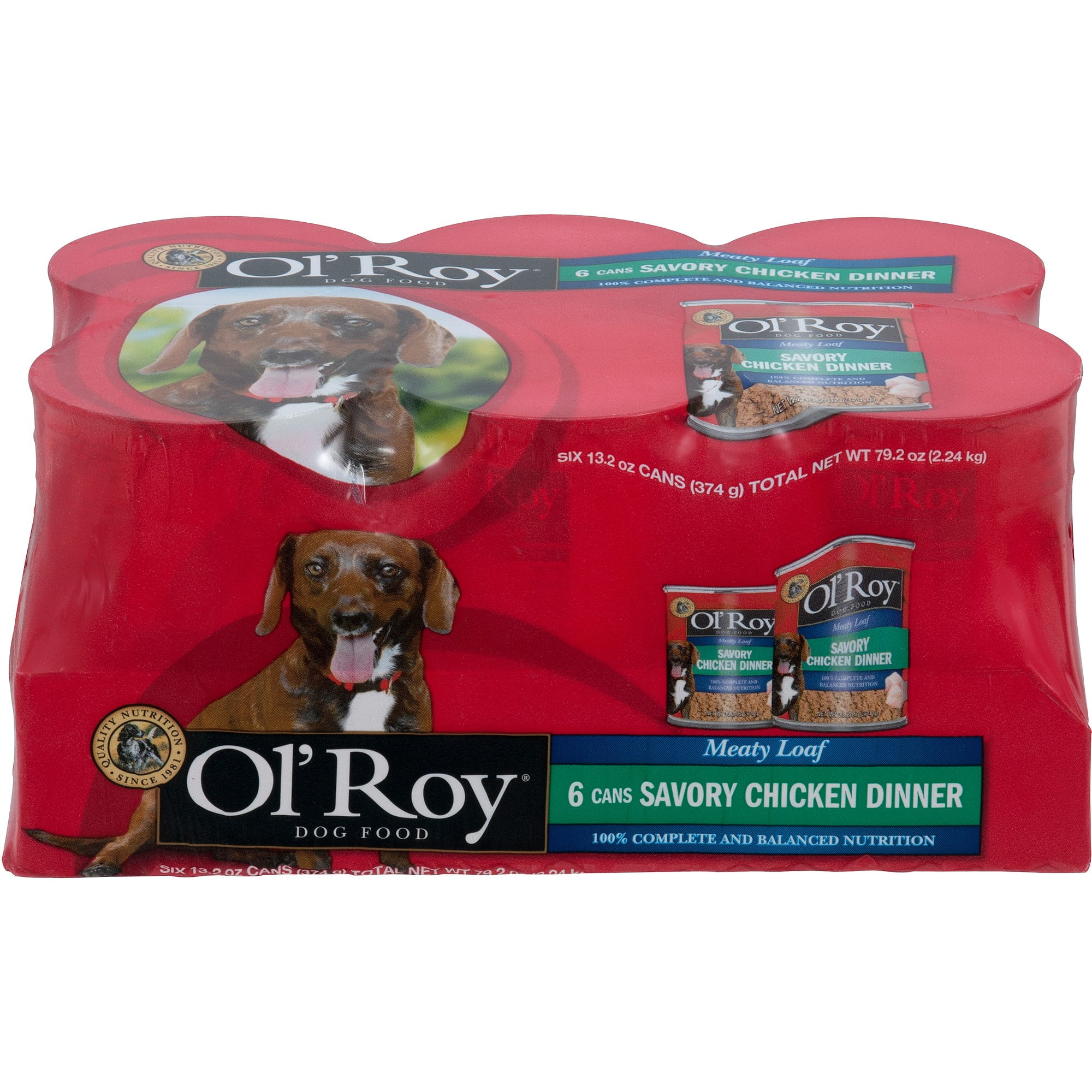 (6 Pack) Ol' Roy Meaty Loaf Savory Chicken Dinner Wet Dog Food, 13.2 Oz