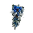 thumbnail image 4 of GUOOL Christmas Teardrop Bow Swag Artificial Wreath for Front Door Home Xmas Decor Blue, 4 of 9