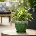 thumbnail image 6 of Ordivic 6 inch Green Ceramic Plant Pot with Drainage Hole & Saucer,Decorative Indoor Planter for African Violet & Air Plants, 6 of 8