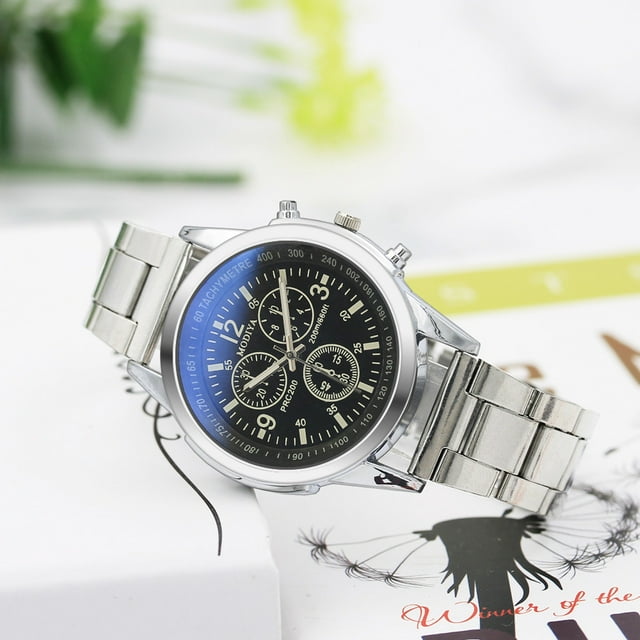 Reloj de cuarzo para hombre, reloj de pulsera analógico de acero inoxidable con correa de aleación y esfera de cuarzo.