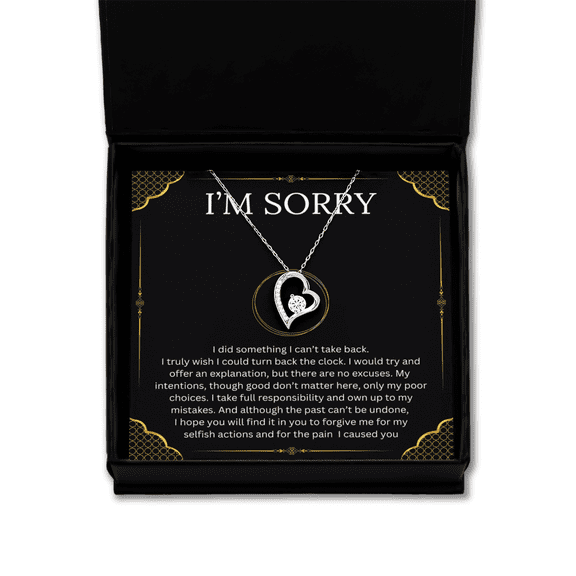 I'm sorry gift for her, I love you, I'm sorry gift, apology gifts for, forgiveness gift necklace, message card gift, Solitaire Crystal Necklace