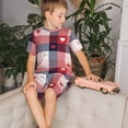 thumbnail image 4 of Fotbe Heart Plaid Pijama Estampada de 2 Piezas para Niños – Ropa de Dormir de Manga Corta Cómoda para Niños y Niñas, Camiseta y Shorts de Algodón-3X-Large, 4 of 6
