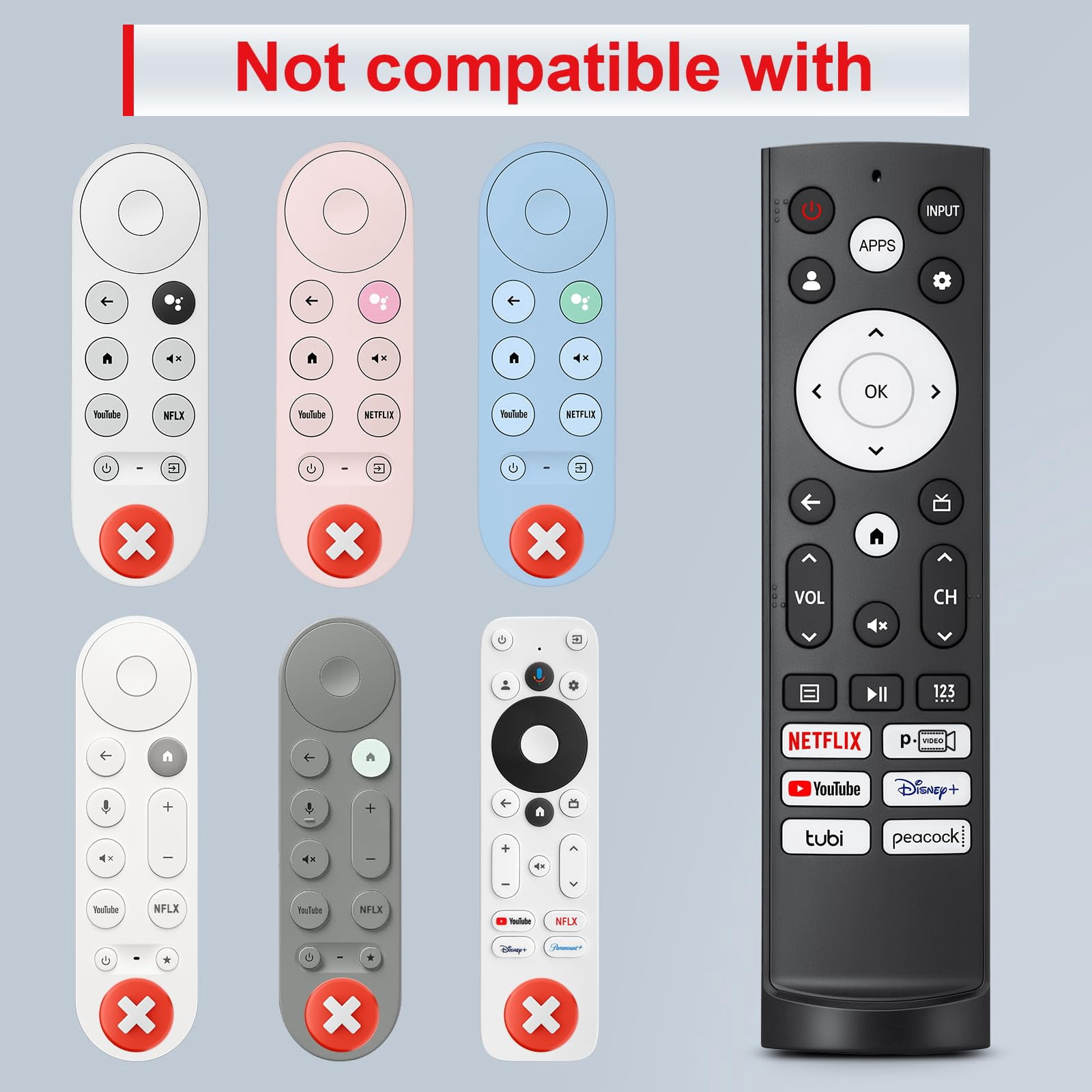 Replacement Remote Control Compatible with Hisense Smart Google TV，Compatible with Hisense UHD 4K ULED Google TVs