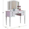 thumbnail image 5 of Bedroom Contemporary Vanity Set w Foldable Mirror Stool Drawers White Color, 5 of 9