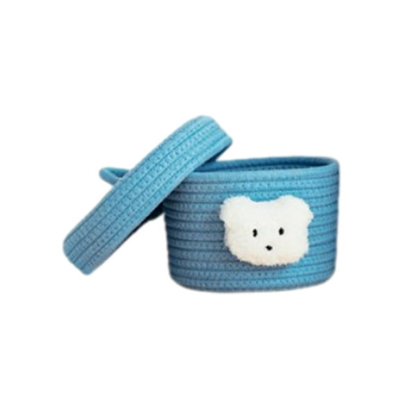 Cesta de almacenamiento Toystoory de algodón lavable y plegable azul con tapa S