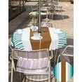 thumbnail image 5 of Outdoor Tablecloth with Umbrella Hole Zipper,Boho Vintage Texture Teal Brown Waterproof Zippered Table Cloth for Square Tables,Stripes Geometric Art Patio Table Covers for Indoor Pinic Party, 5 of 6