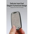 thumbnail image 4 of 3-Button Key Fob Shell Case Fit for VW Flip Folding Key Remote,Metal and Leather Car Key Cover with Keychain Fit for Volkswagen Jetta Beetle Santana Scirocco Eos Tiguan Touran Polo MK5, 4 of 7