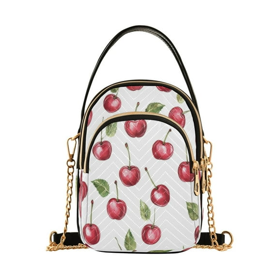 Shoulder Handbag Women's Crossbody Handbags 5.91x3.15x8.27 Inch Bank Card Bag Cash Bag Key Bag Lovely Red Cherry