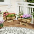 thumbnail image 5 of Solid Acacia Wood Half Barrel Planter Box with Legs - Rustic Outdoor Garden Decor, Natural, 18" L x 12" W x 11.5" H, 5 of 9