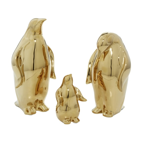 DecMode 5"W, 11"H Porcelain Glam Sculpture, Gold, 3 - Piece